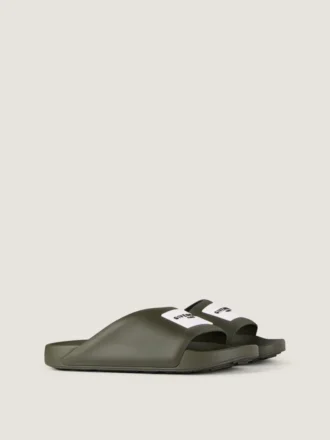 Label Slide Mules in Rubber