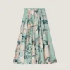 Long Circular Skirt in Poplin with Roses Print