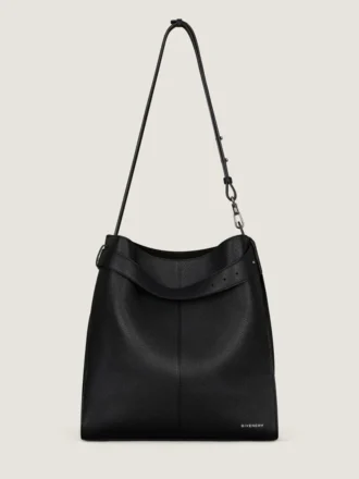Medium Belted Hobo Bag in Grained Leather
