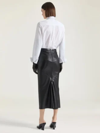 Midi Kickback Skirt in Nappa Leather