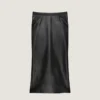Midi Kickback Skirt in Nappa Leather