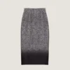Midi Pencil Skirt in Herringbone Mixed Wool