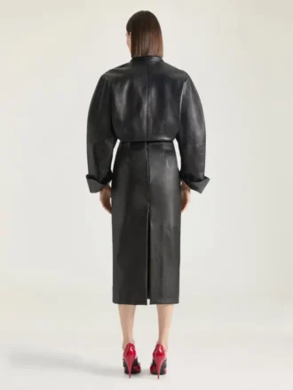 Midi Pencil Skirt in Leather