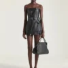 Mini Bustier Biker Dress in Leather