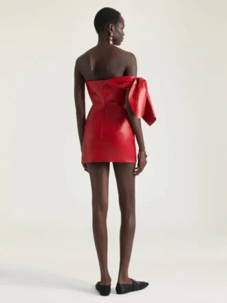 Mini Bustier Dress in Nappa Leather with Bow
