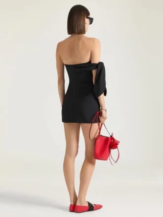 Mini Bustier Dress in Wool and Mohair with Bow