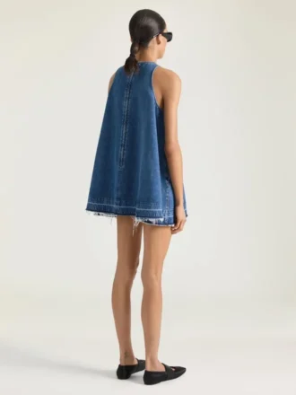Mini Dress in Medium Blue Denim