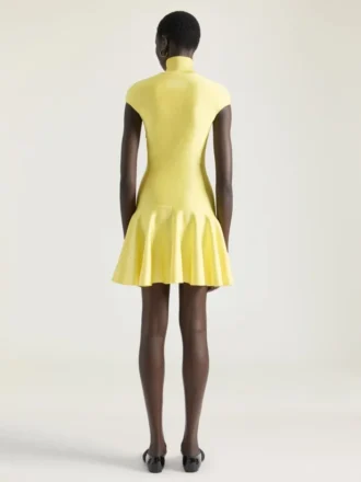 Mini Dress with Flared Skirt in Wool Viscose