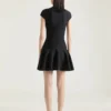 Mini Dress with Flared Skirt in Wool Viscose