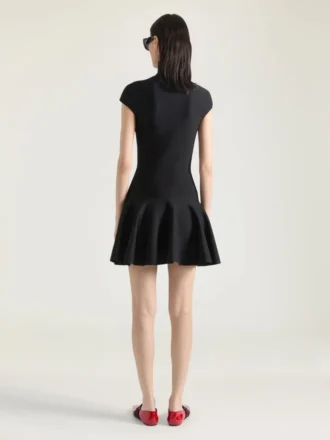 Mini Dress with Flared Skirt in Wool Viscose