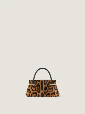 Mini Pinch Bag in Pony Effect Leather with Leopard Pattern