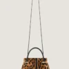 Mini Pinch Bag in Pony Effect Leather with Leopard Pattern