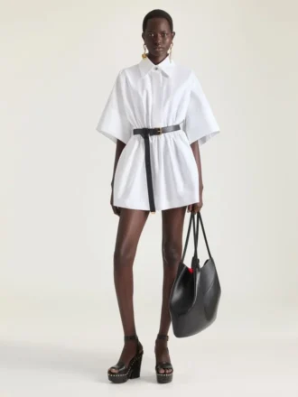 Medium Facet Tote Bag in Grained Leather