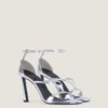 Naked Heeled Sandals in Mirror Effect Leather