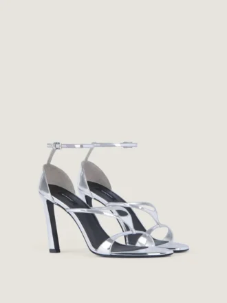 Naked Heeled Sandals in Mirror Effect Leather
