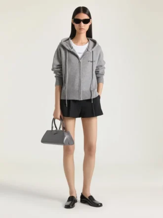 Zipped Hoodie in Wool and Cashmere