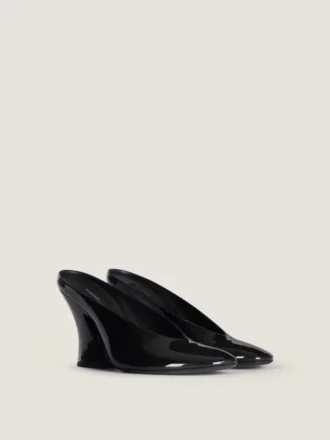 Sculpted Heeled Mules in Patent Leather