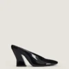 Sculpted Heeled Mules in Patent Leather