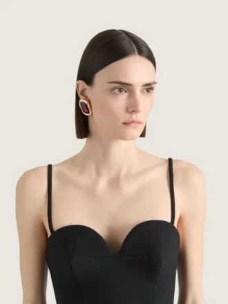 Sculptural Crystal Earrings in Metal and Crystals