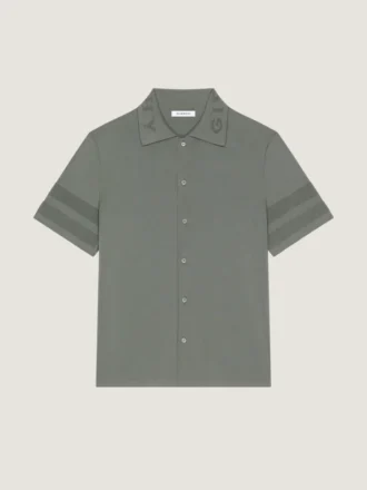 Shirt in Cotton Knit with Mesh Details