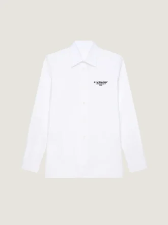 Shirt in Cotton Poplin with Givenchy Stamp Embroidery