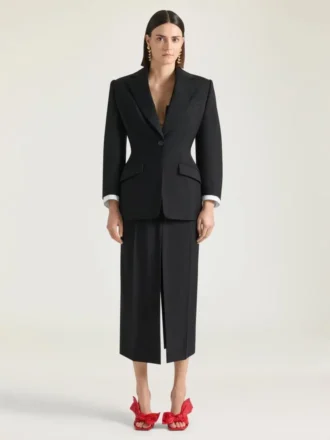 Single-Breasted Cocoon Jacket in Wool and Mohair