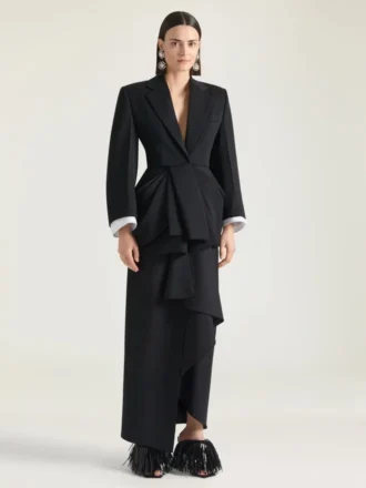 Long Wrapped Skirt in Wool and Mohair