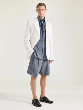 Single-Breasted Fitted Jacket in Wool and Mohair