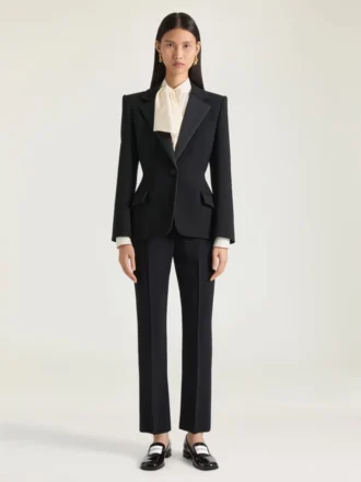 Single-Breasted Tuxedo Jacket in Wool