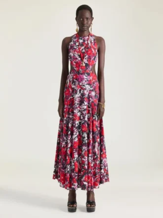 Slashed Dress with Floral Print