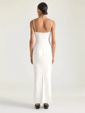 Sliced Long Dress in Crepe Cady