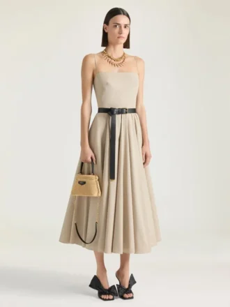 Sliced Long Dress in Poplin