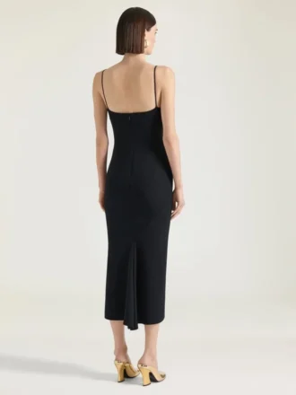 Sliced Midi Dress in Crepe Cady