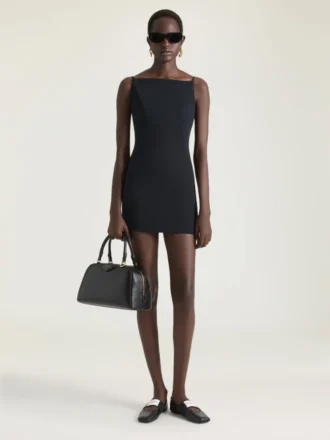 Sliced Mini Dress in Crepe Cady