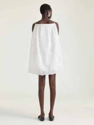 Sliced Mini Dress in Lace with Cape