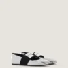 Sliced Square Ballerinas in Mirror Effect Leather