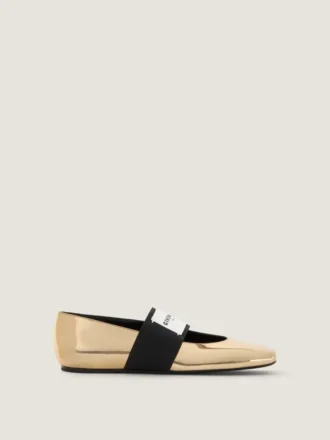 Sliced Square Ballerinas in Mirror Effect Leather