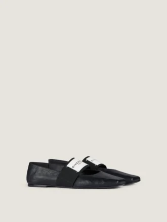 Sliced Square Ballerinas in Textured-Effect Leather