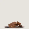 Sliced Square Flat Sandals in Leather