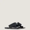 Sliced Square Flat Sandals in Leather