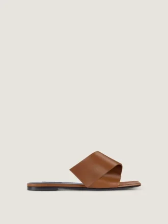 Sliced Square Flat Sandals in Leather
