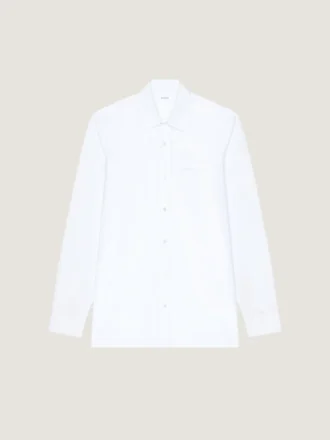 Slim Fit Shirt in Poplin with Givenchy Embroidery