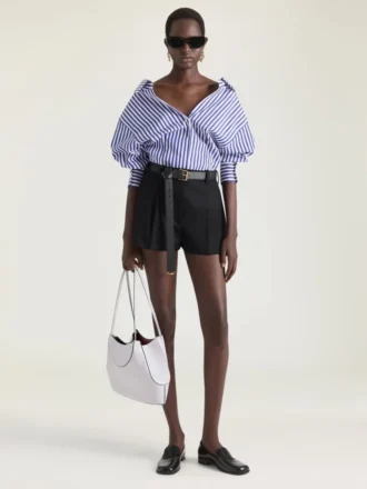 Small Facet Tote Bag in Grained Leather