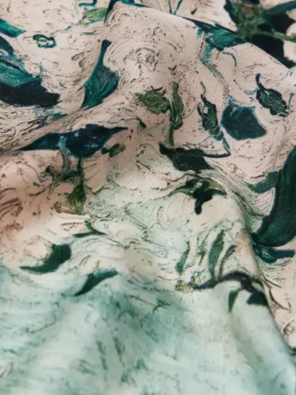 Small Square in Silk with Roses Print