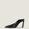 Spiky Heeled Mules in Leather
