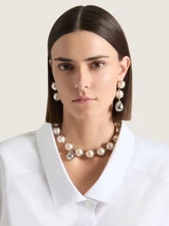 Spiky Pearl Asymmetric Earrings in Metal and Pearls