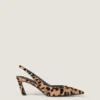 Spiky Slingbacks in Pony Effect Leather with Leopard Pattern