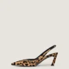 Spiky Slingbacks in Pony Effect Leather with Leopard Pattern