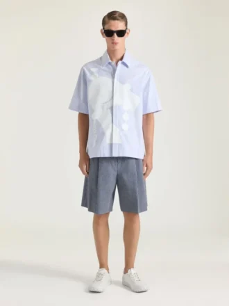 Striped Shirt in Cotton with Surrealism Print