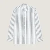 Striped Shirt in Poplin with Surrealism Print